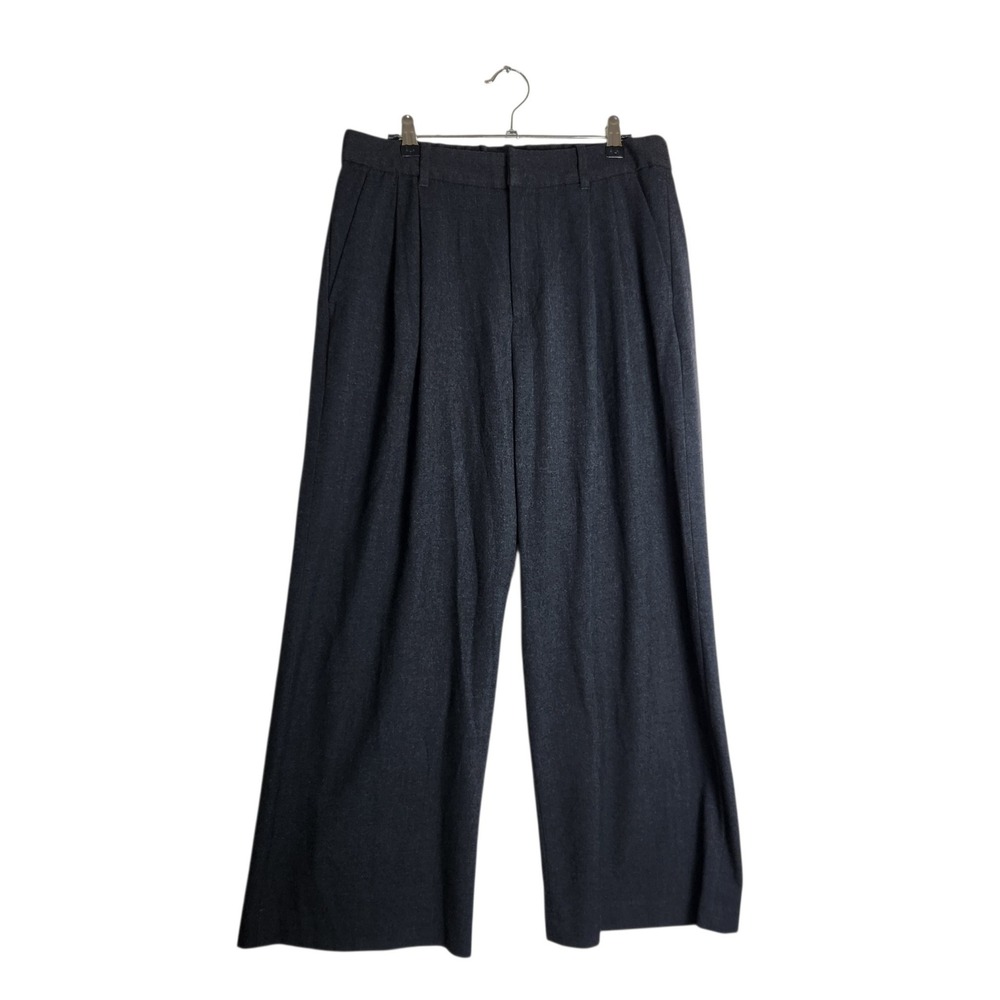 Gap 365 High Rise Brushed Twill Trouser Pants Gray Wide Leg 10 Petite
